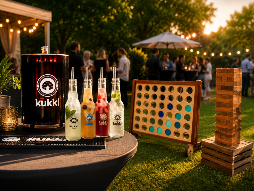 Kukki-Cocktail-Erlebnis und XXL-Holzspiele bei einer Gartenparty